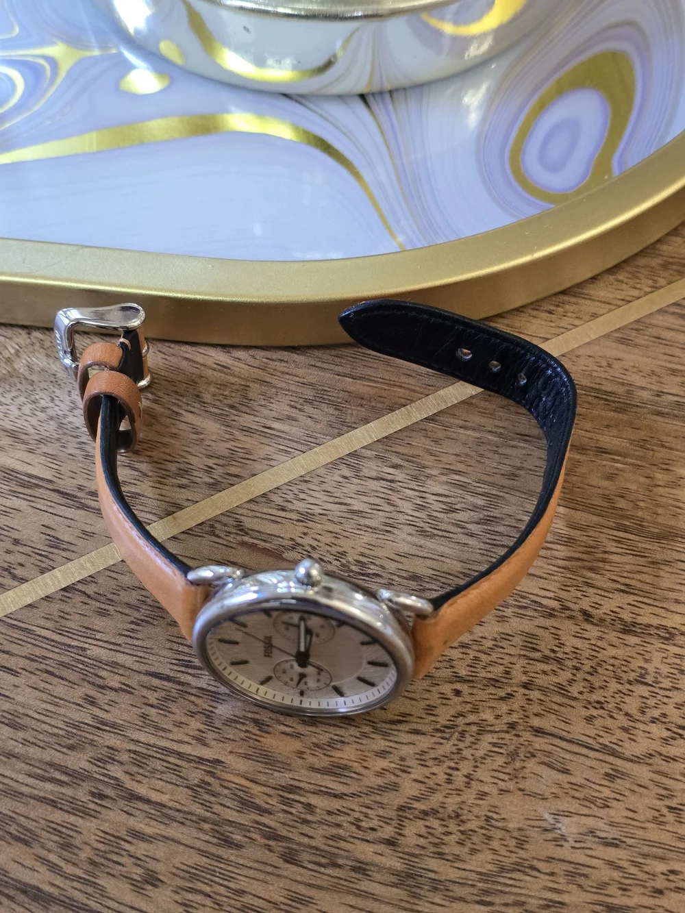 Fossil Classic Round Watch in Tan Leather